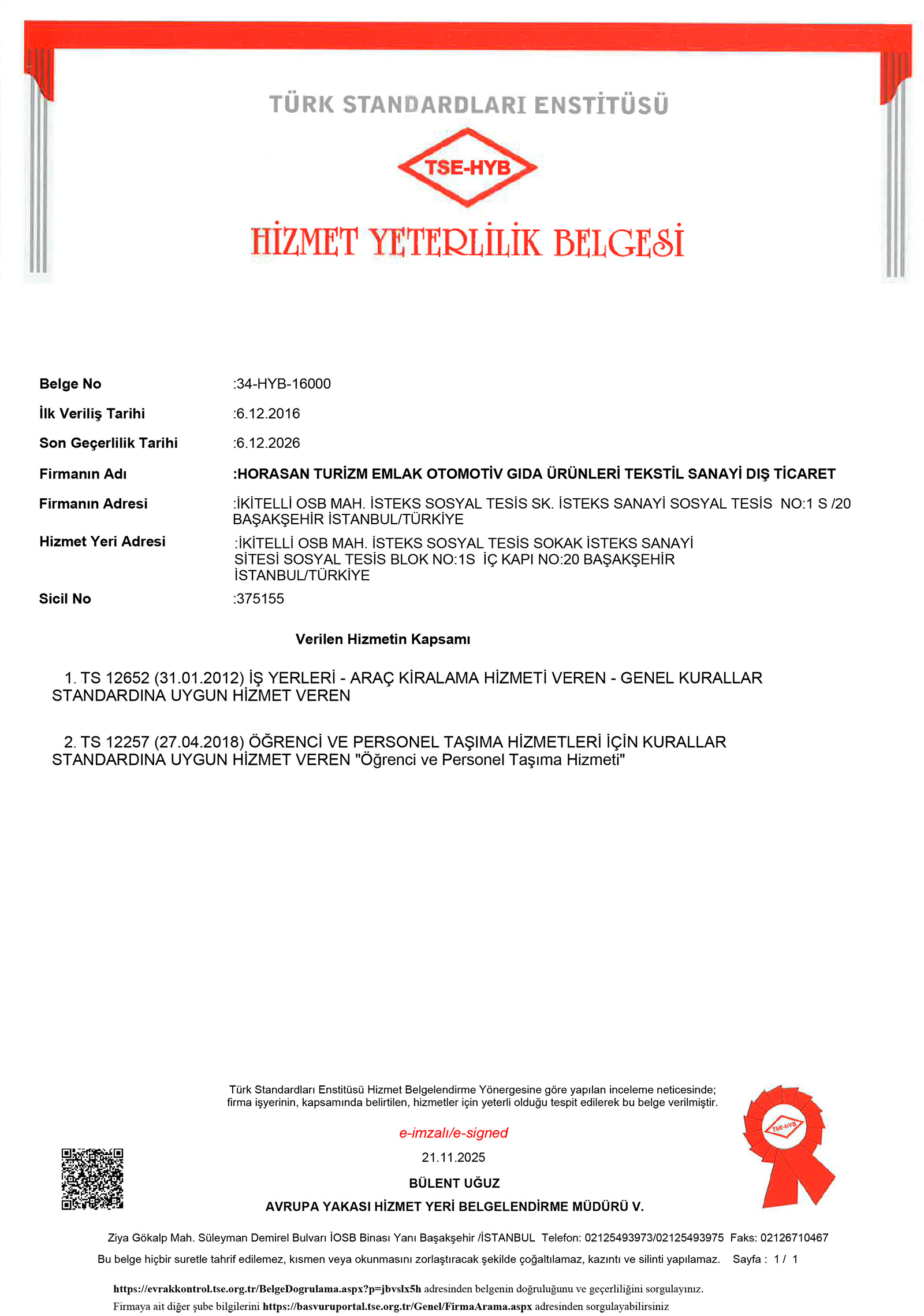 TSE Belgesi